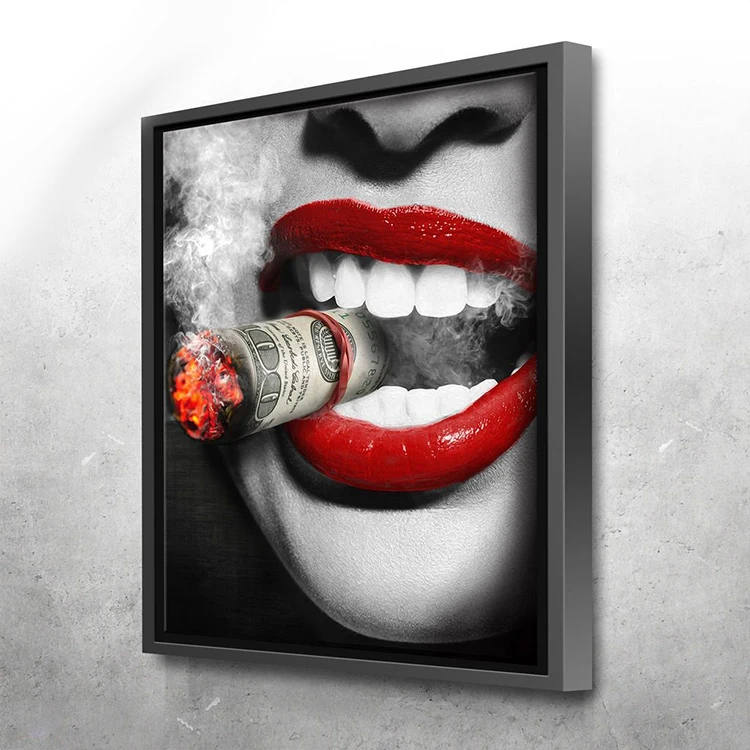 Sexy Woman with Red Lips and Cigarettes Picture Art Painting Print Poster Decorative canvas wal art lips