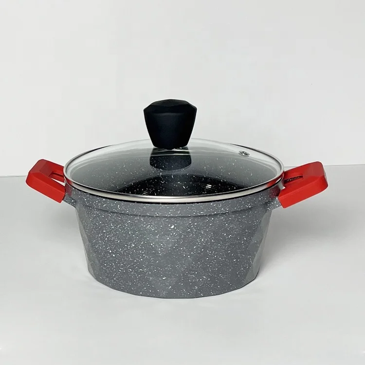 7pcs Die-Cast Aluminum Kitchenware Cookware Set Non-Stick Pots and Pans with Soft Touch Handle Granite Ceramic Coating