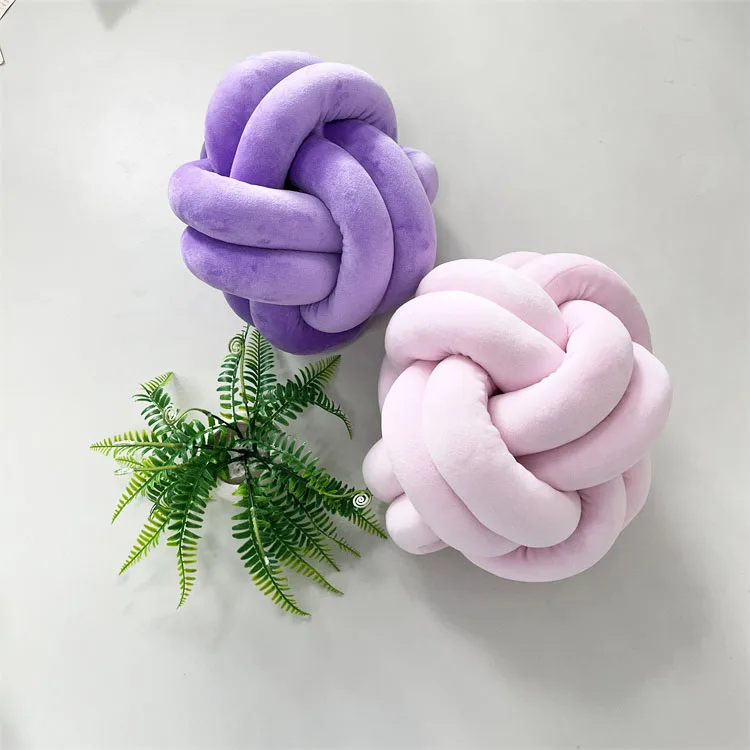 Wholesale Round Ball Velvet Knot Home Decor Cushions Decorative Throw Pillows