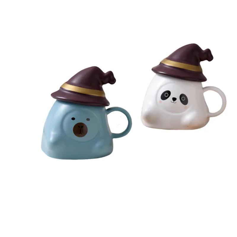 Creative cute panda mug cartoon funny Christmas mug with lid 2024