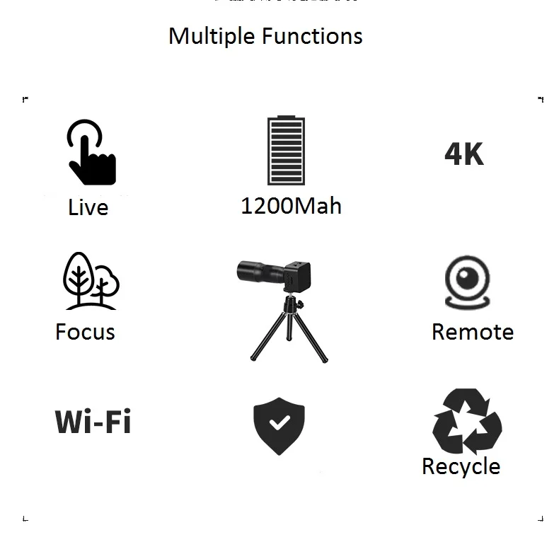 Hot Selling 4K Zoom Monocular Telescope Camera Support 3M-1KM Remote Observa Range with 1200mah Capacity Battery