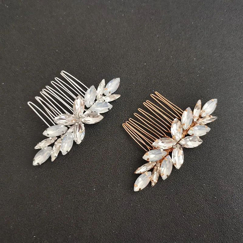 Небольшая милая Свадебная расческа для волос с опалом и кристаллами ручной работы SLBRIDAL свадебные аксессуары для волос женская бижутерия