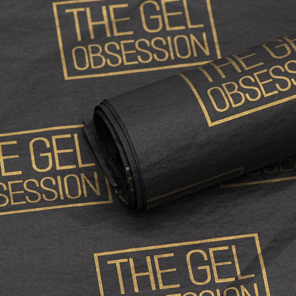 Custom Printed Golden Logo Black Tissue Paper Product Gift Wrapping Paper For Flower/Shoes/Clothes Packaging