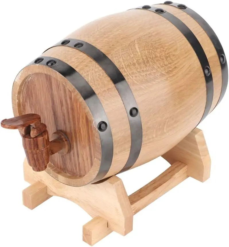 Wooden Beer Barrel 1L Oak Wood Large Capacity Mini Portable Sealing Leakproof Wine Keg Household