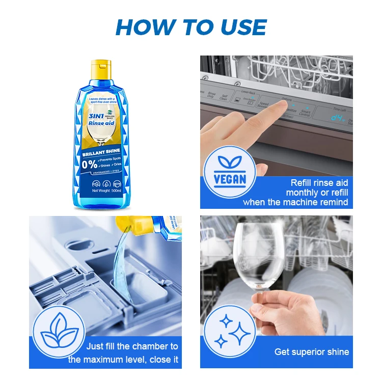 2024 Wholesale Household Chemicals Eco-friendly dishwashing liquid for kitchen rinse aid