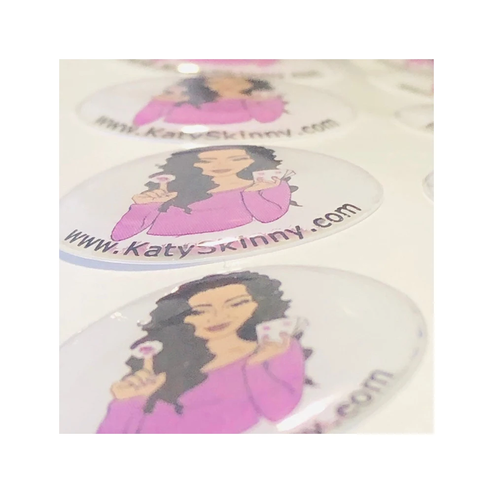 OEM Enjoy sticker Top Fashion Holographic Compact Mirror Resin Doming Round Square Epoxy Sticker 3D