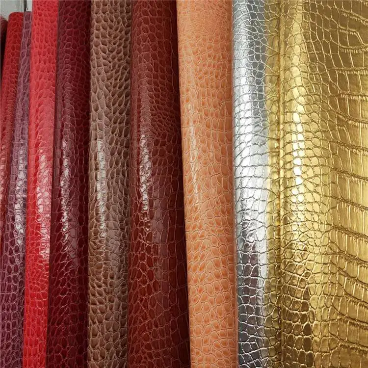 Factory Price Crocodile Printed PVC Synthetic Leather For Bag Material