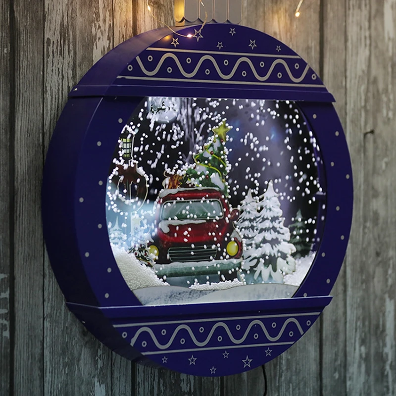 RICHSHINING 2024 Merry Christmas Decoration LED Hanging Lights Window/Door Santa Claus Ornament String Hanging Lights For Home