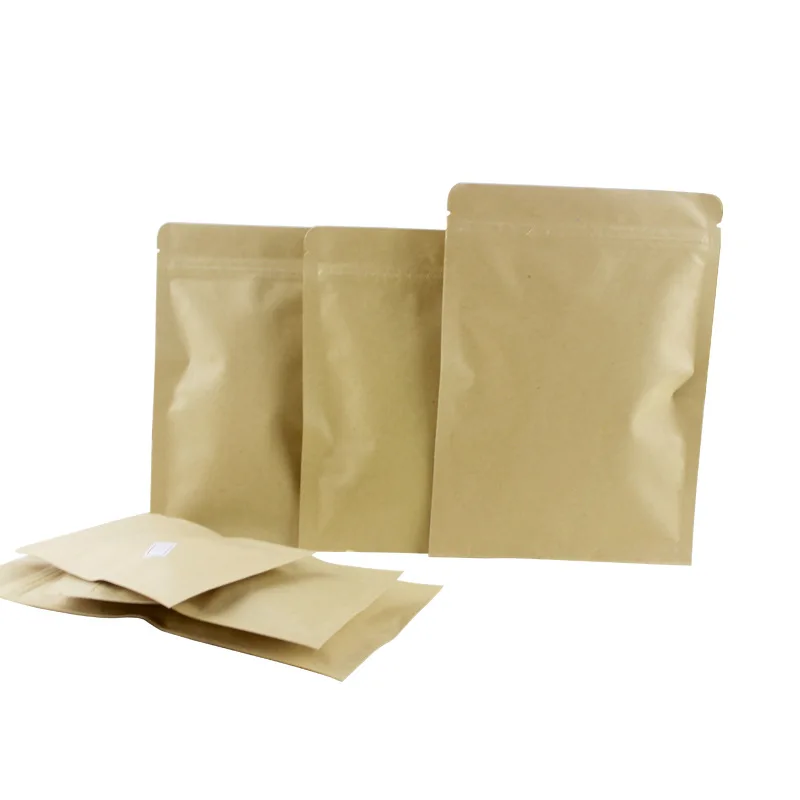 Recycled Kraft Paper Dried Mushroom Zipper Zip Lock Packaging Pouch Packing Ammonium Foil Ziplock Bags for Seeds Package