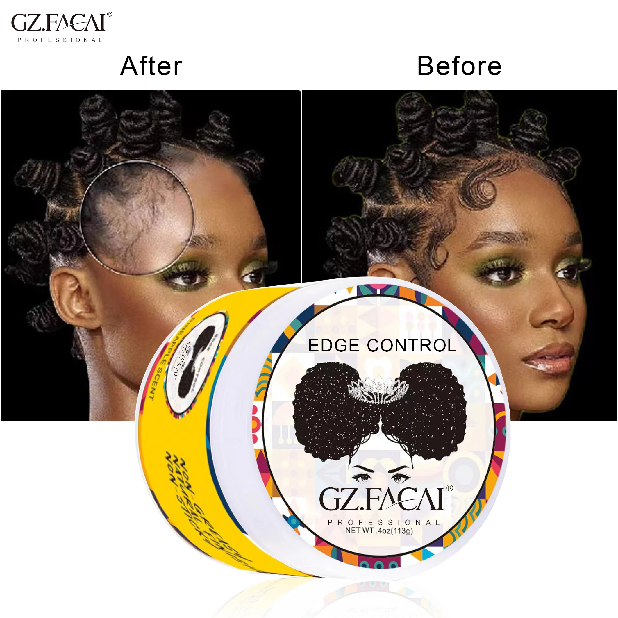 Оптовая продажа, качественный стопорный воск для волос на весь день, для укладки, органический ингредиент, пчелиный воск, кокосовое масло, касторовое масло, контроль края 113 г