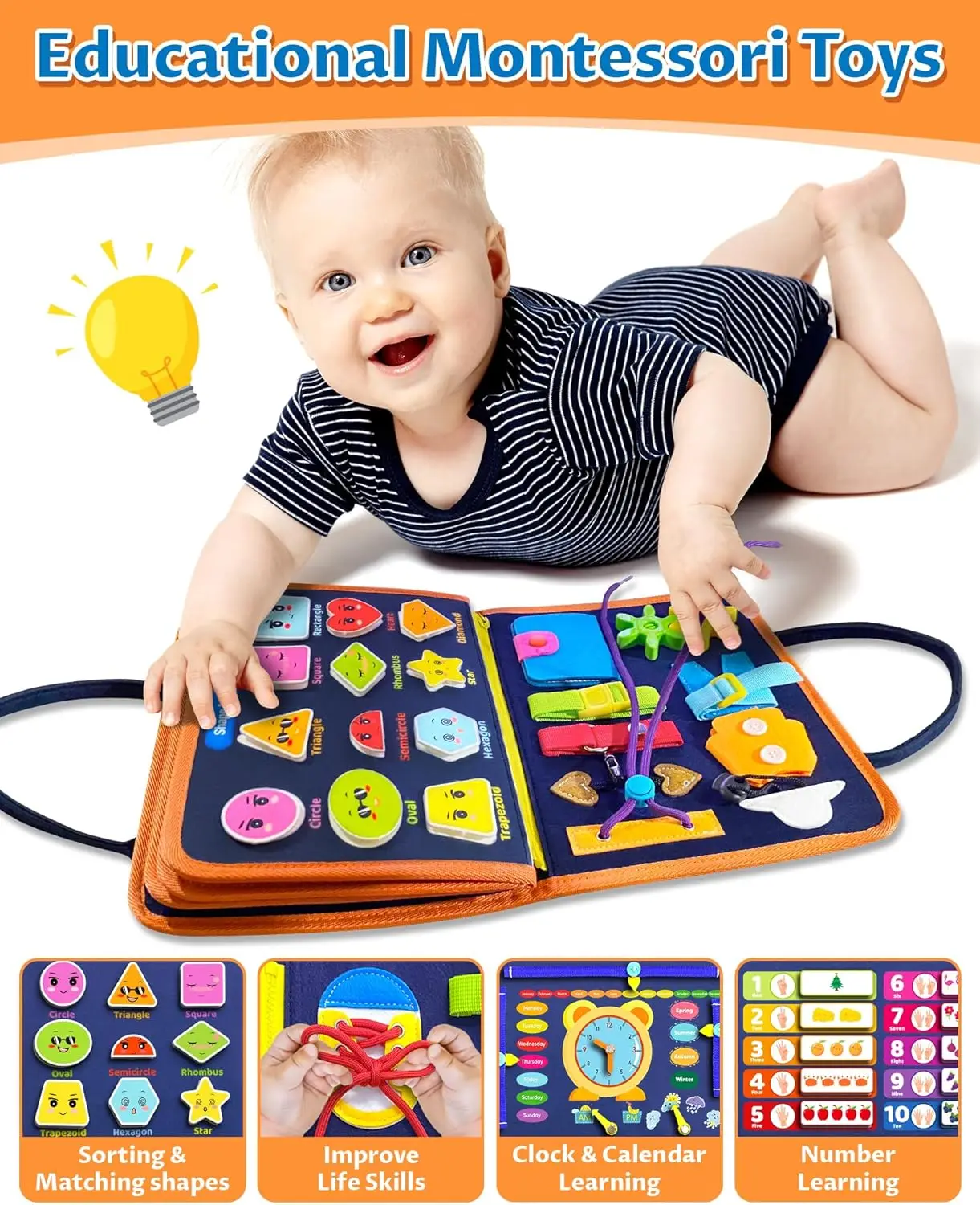Hot Sale Travel Activity Toys Sensory Books For Children Busy Board For Kids Educational Montessori Toys For Toddler