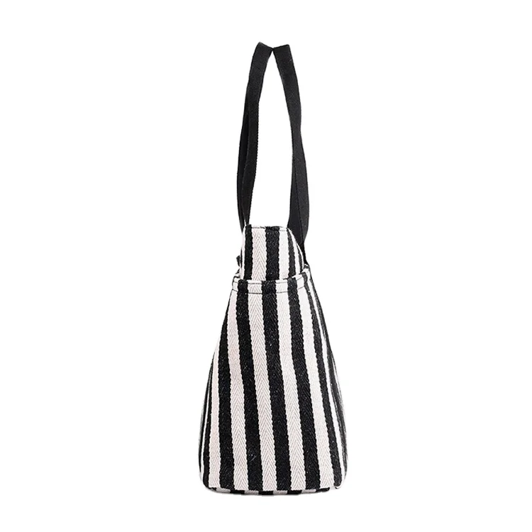 Summer Eco Friendly 12 oz Heavy Canvas Cotton Tote Bag Custom Stripe Beach Bag Wholesale