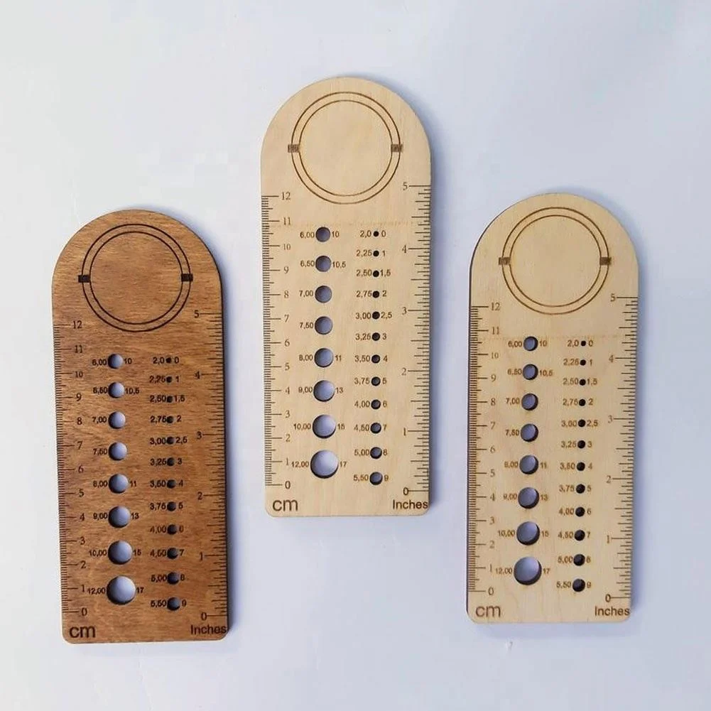 Wooden Knitting Gauge Ruler Wood