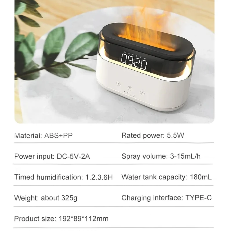 180ml Smart Flame Diffuser For Home,Essential Oil Diffuser With 3d Flame Light Aromatherapy Fire Diffuser Humidifier