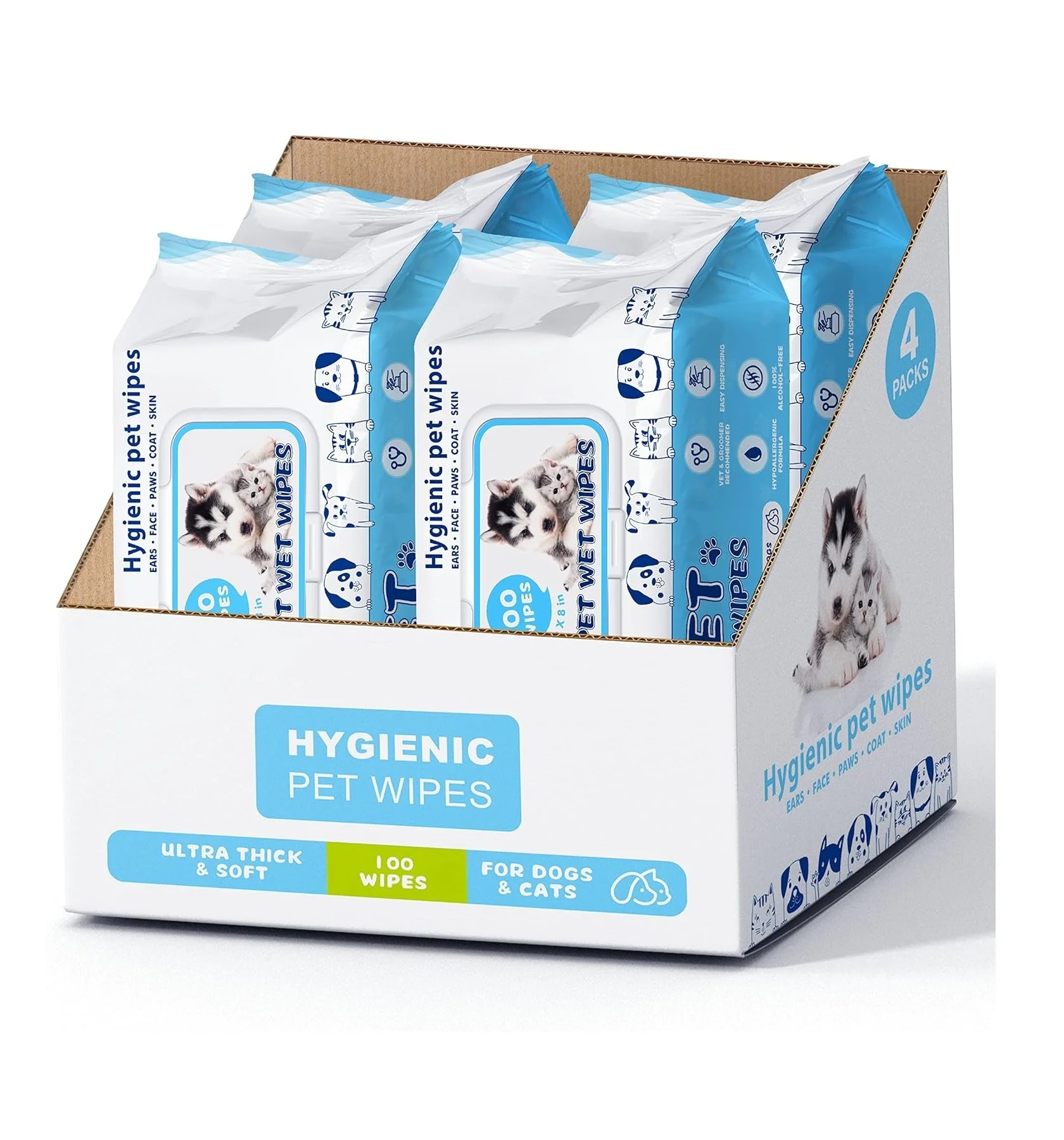 Wholesale 100 Count No Rinse Pet Bath Wipes Gentle Cleansing Hypoallergenic Pet Wipes