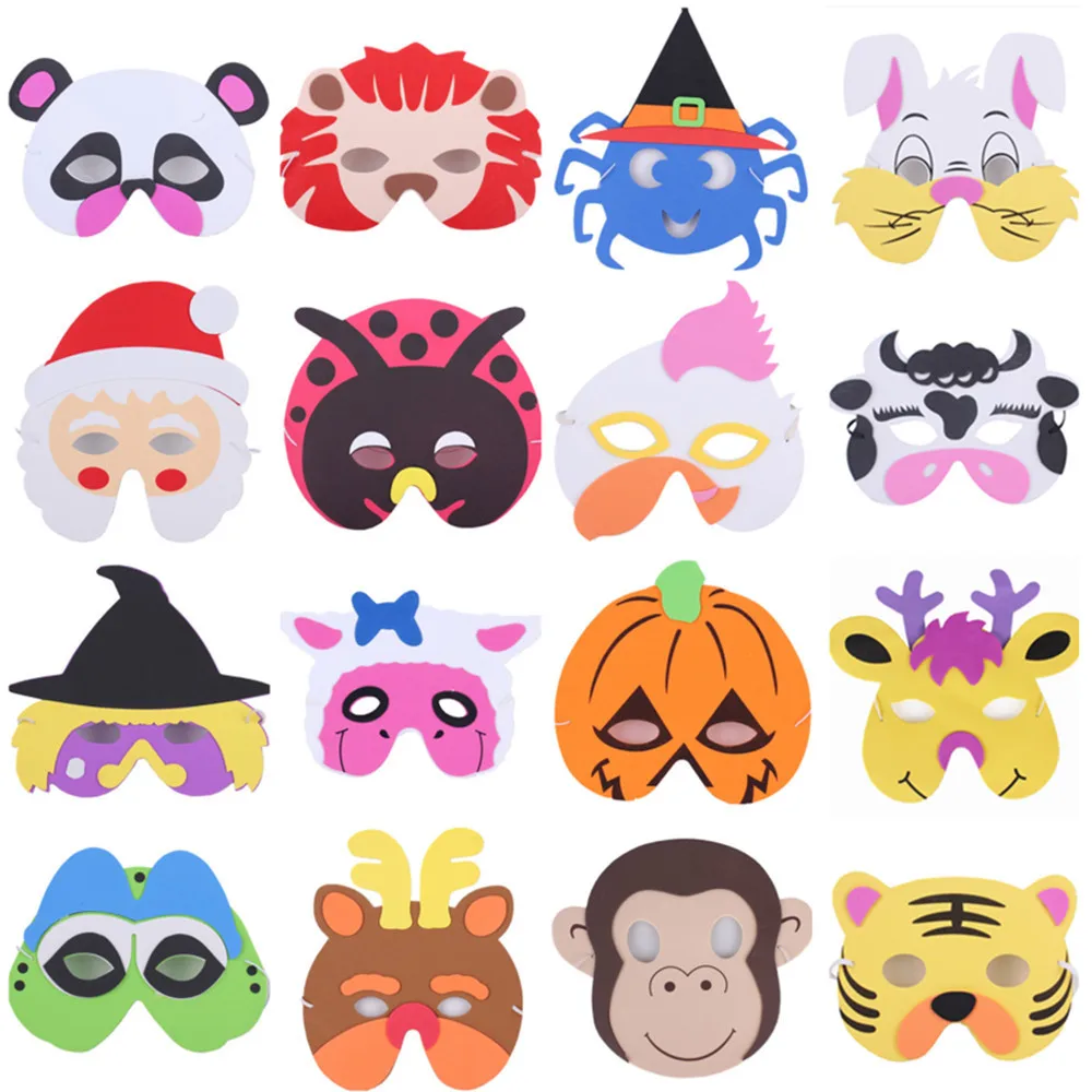 Children felt animal cartoon half face mask kindergarten show props Mouse monkey frog cat dog Halloween felt mask eye mask