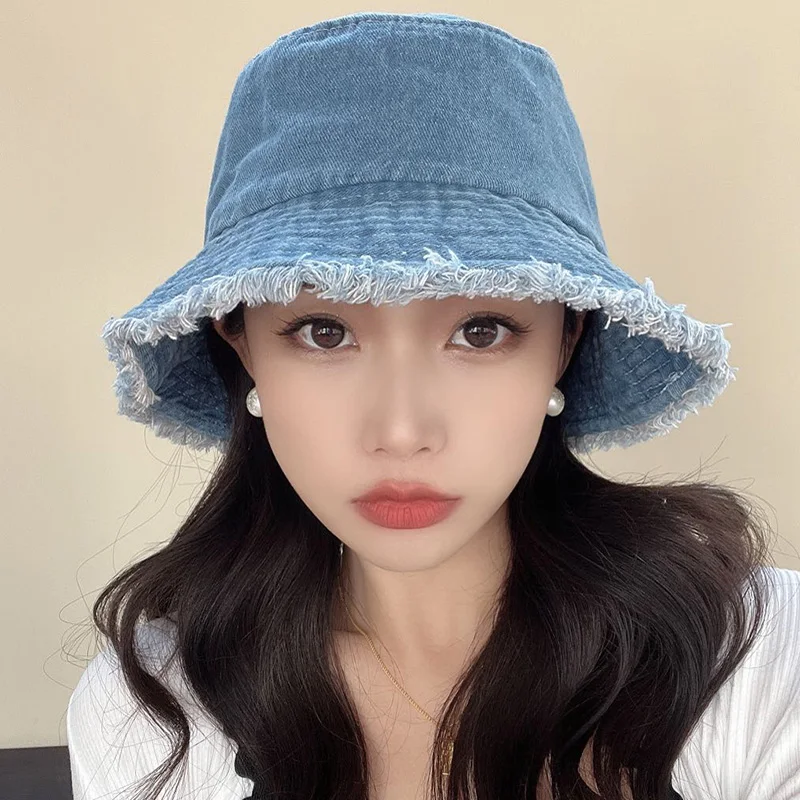 Vintage washes Denim bucket cap hip hop sun hats manufacture fisherman bucket Jeans hats