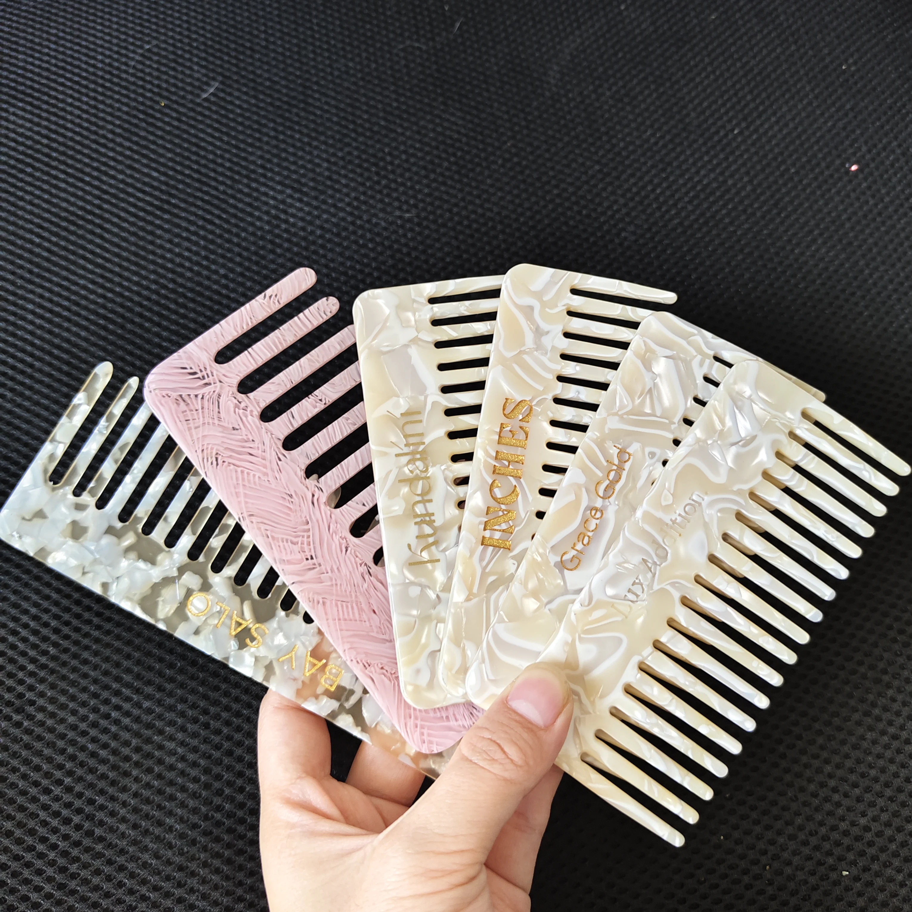 BSCI & GRS Factory Wholesale Massage Barber Custom Logo Acetate Hair Comb For Women Girls