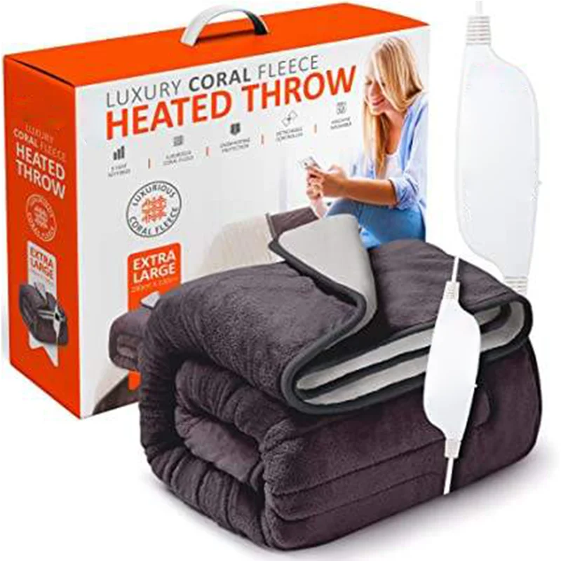 Factory direct sales nature side extra soft heated throw electric blankets for winter