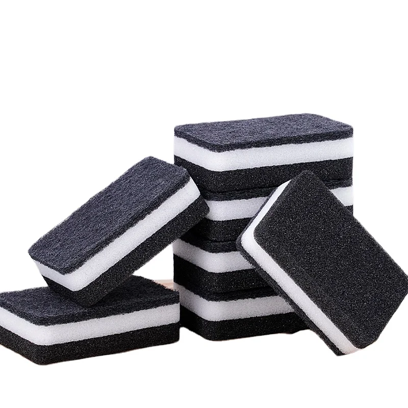 10.5*6.8*3.5cm bulk packing Gray Scrub Sponge Double Sided Kitchen Dishwashing Sponge Multi-purpose Deep Cleaning Scrub Sponge