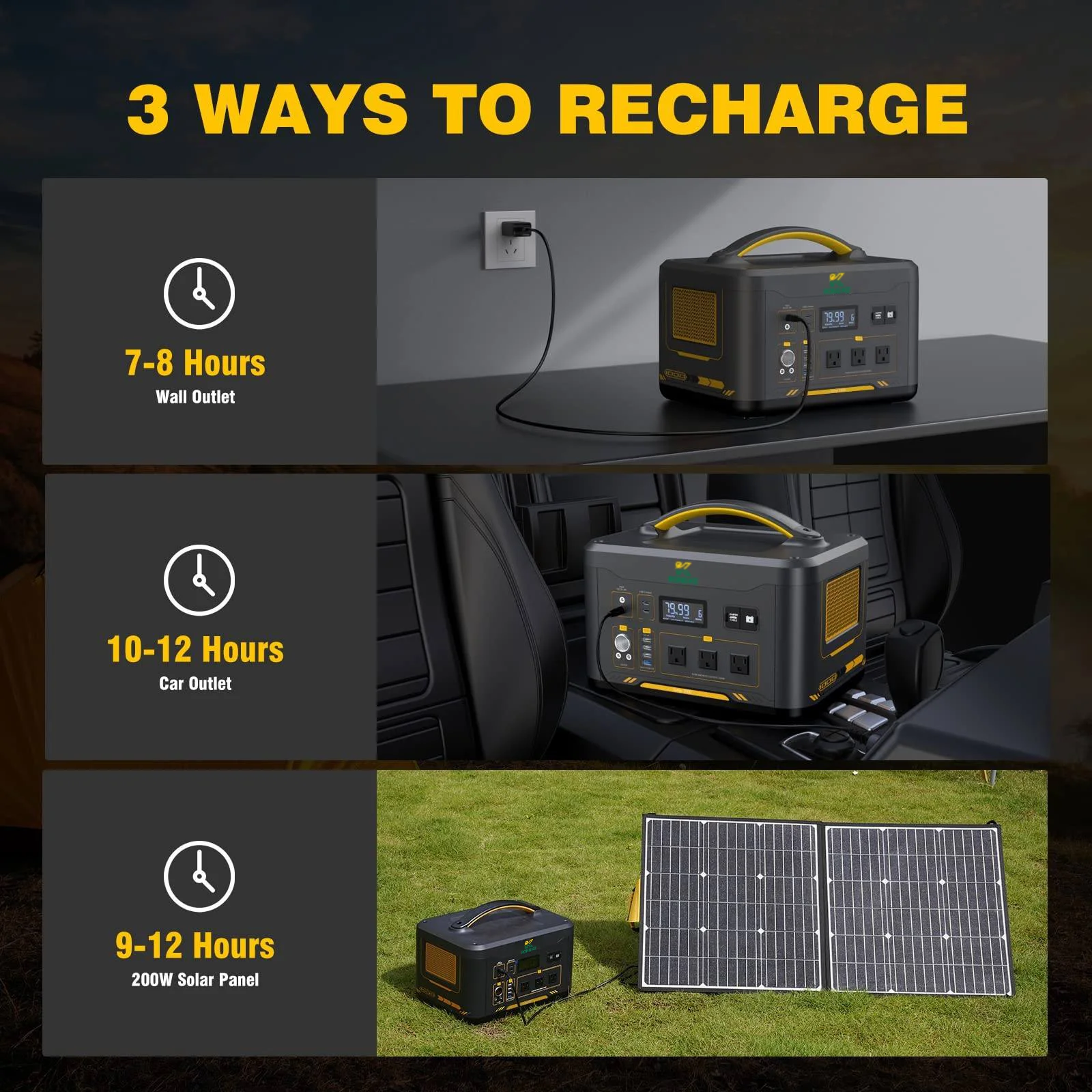 Portable Power Station 1000W 1408Wh Solar Generator with Capacity Expandable 1000W Constant-Power LiFePO4 Battery