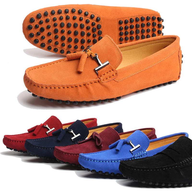Soft Moccasin Driving Shoes Big Size Suede Dress Shoes Loafers Men Cotton Fabric Faux Suede OEM Male Rubber