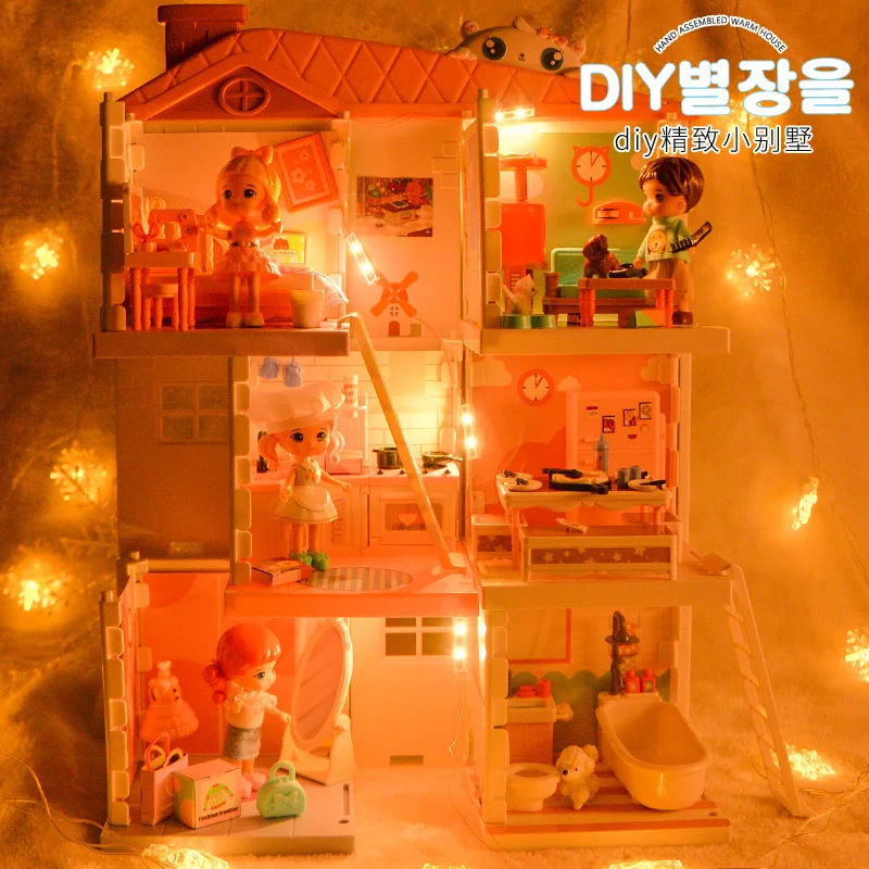 Little World Dollhouse Plastic Miniature Luxury Doll Villa Toys DIY Kids Girls Furniture Pretend Play
