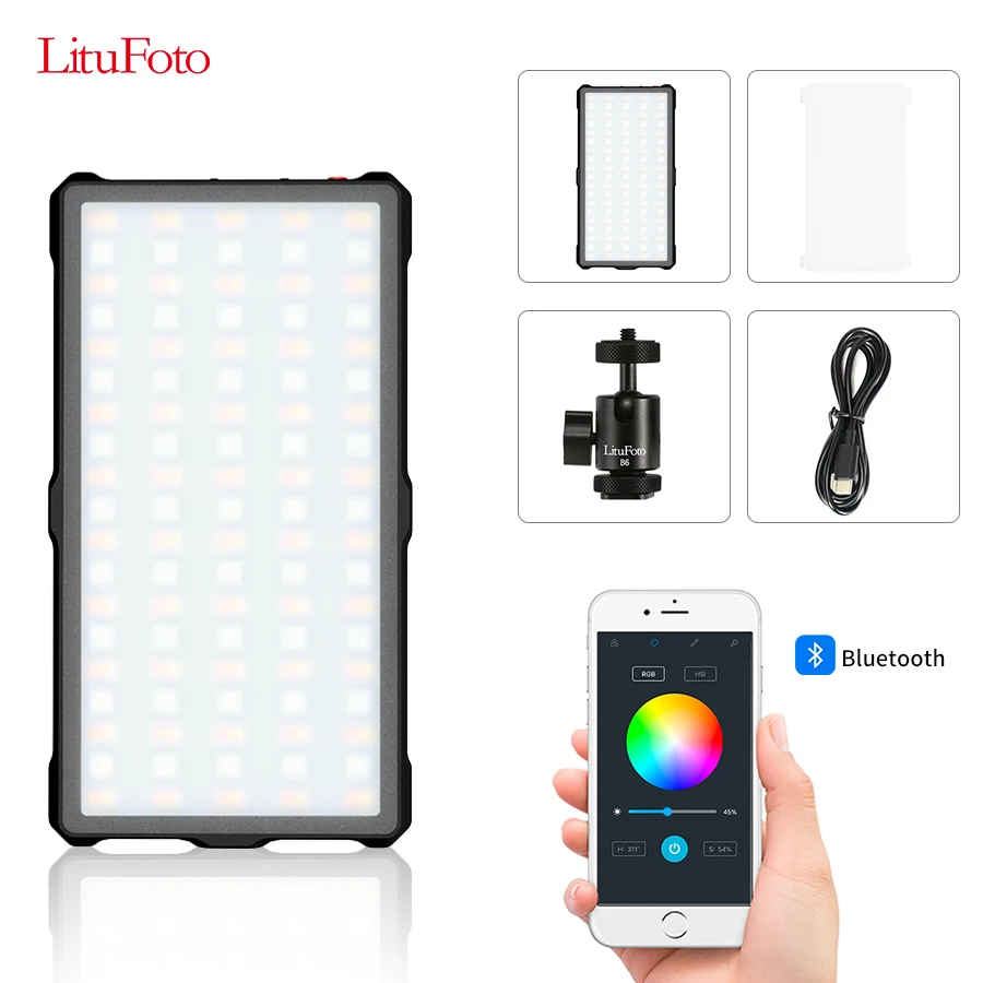 LituFoto Camera Light RGB Video Light App Control Magnetic Adsorption for Video Shooting YouTube