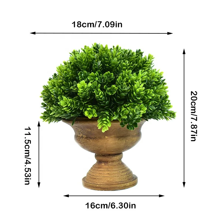 Nearly natural artificial plant  Plastic Fake Green Topiary Grass with brown potted for indoor or outdoor