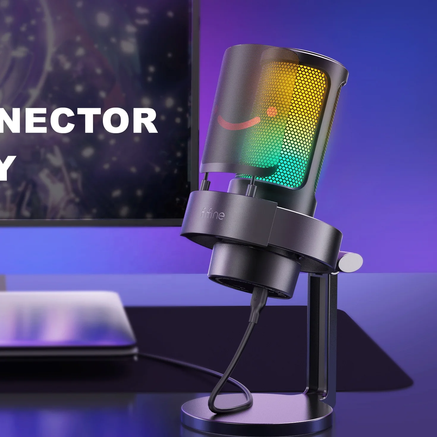 Fifine AmpliGame A8 Professional Recording Usb Mic Youtube Desktop Condenser Rgb Gaming Mic Studio Microphone