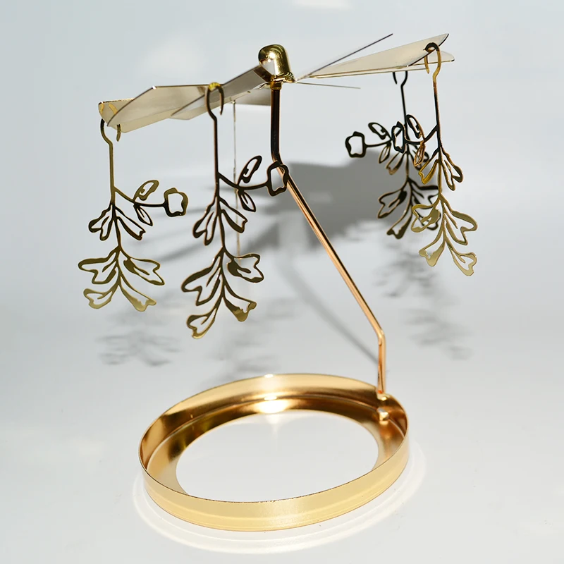 Vintage Creative Romantic Metal Fairy Rotating, Candlestick Spinning Tealight Carousel Candle Holder Spin