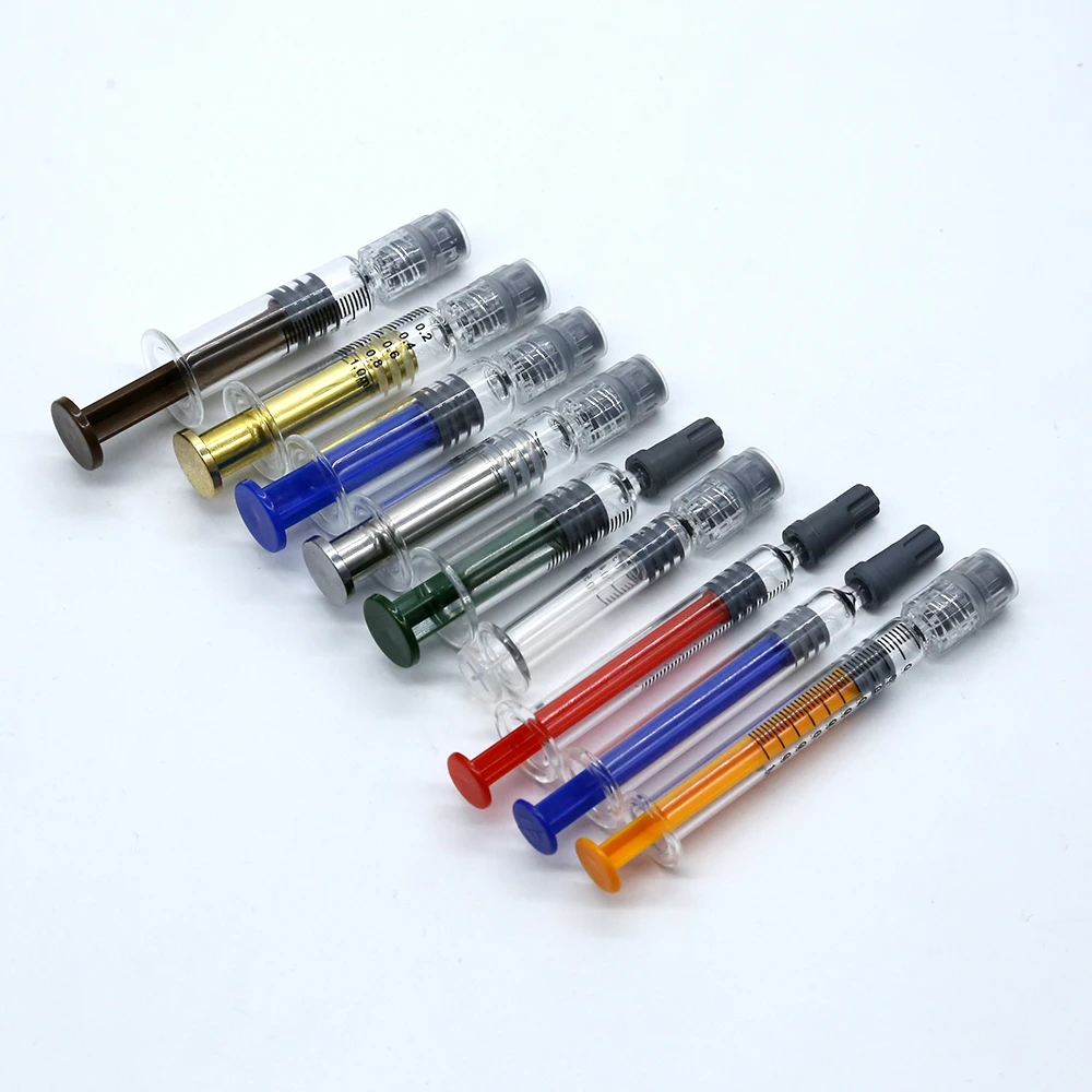 
1ml free logo printing cbd thc co2 coc glass dab syringe 100% pure hyaluronic acid serum 