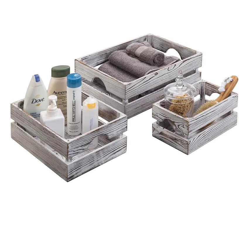 Wholesale Vintage Farmhouse Decor Handmade Rustic Cheap Wooden Storage Vegetable Fruit Crates For Sale