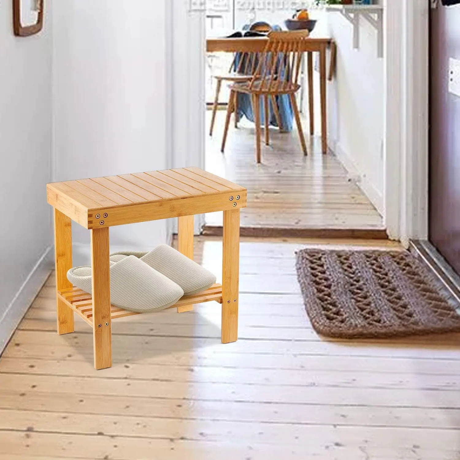 Скамейка для ванной Combohome из бамбукового растения Бамбуковая скамейка