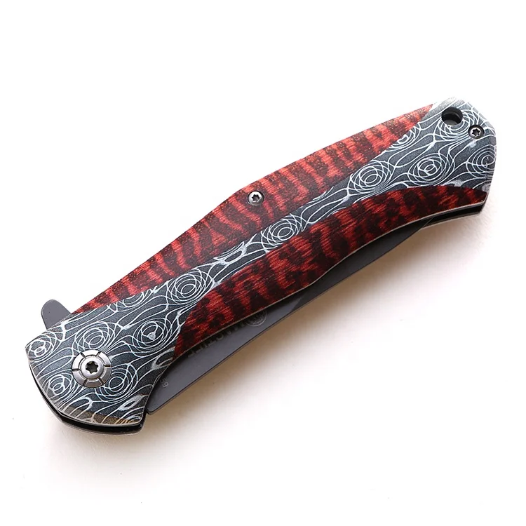 Stainless steel handle knifes folding blade camping hunting knife