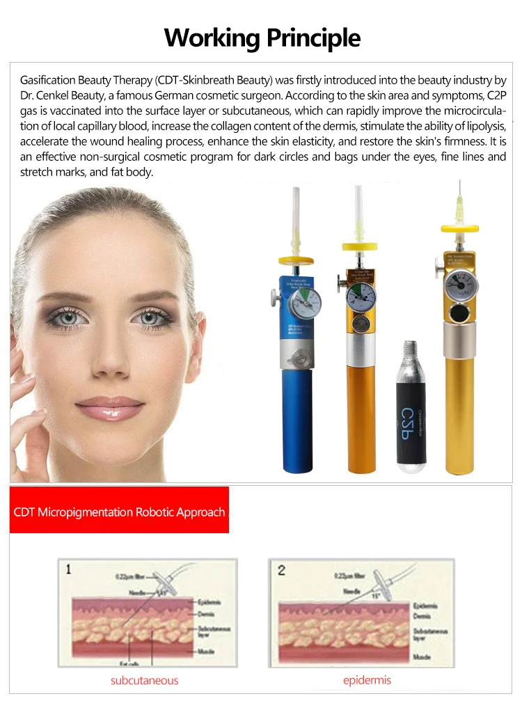 Co2 Carboxy Therapy Machine Eye Dark Circle Removal C2p Co2 Gas Cylinder For Cdt Carboxytherapy Injection Gun Eye Dark Removal