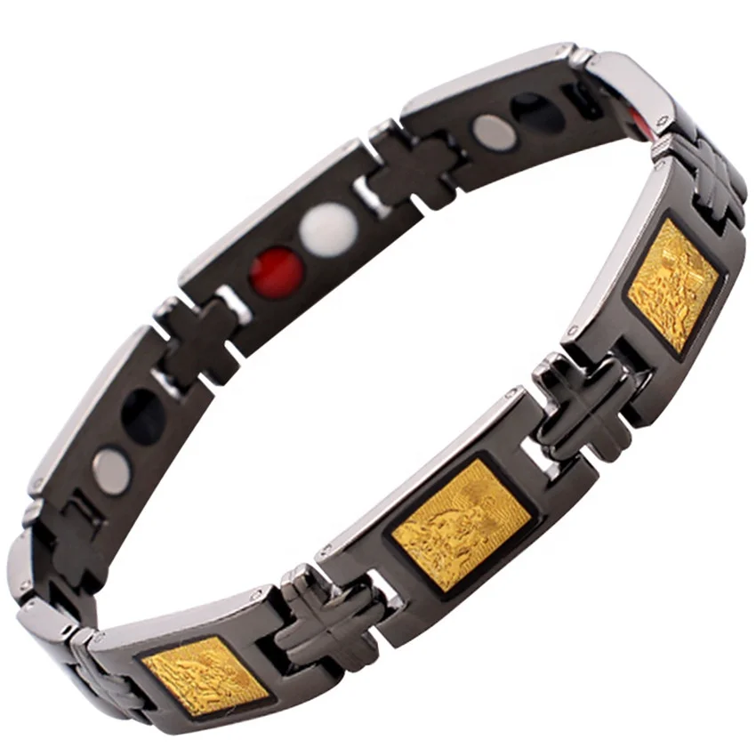 Titanium & Stainless Steel Germanium Energy Bracelets with Bio Magnetic Bracelet Men Jewelry