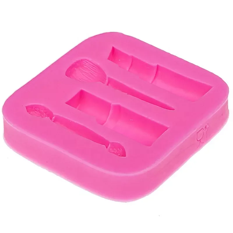 Makeup tools lipstick nail polish chocolate Party DIY fondant cake decorating tools silicone mold dessert mould 3D Craft Baking