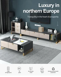 Tea Table TV Cabinet Combination Light New Furniture Floor Cabinet Luxury Economy Postmodern Simple Living Room Small Family