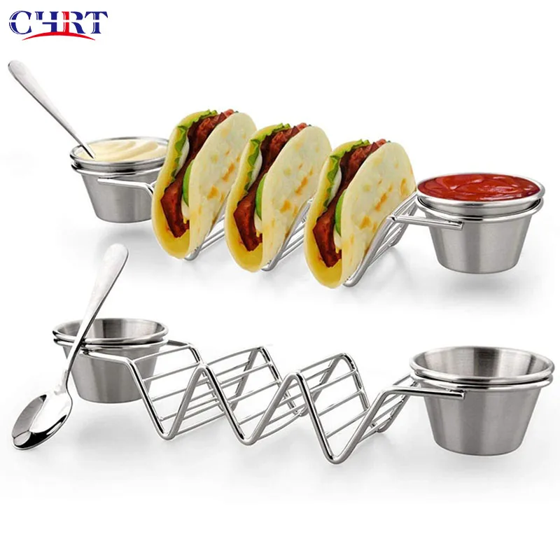 Хит продаж, детский металлический держатель для пищевых продуктов CHRT для гриля, духовки, можно мыть в посудомоечной машине, набор для Тако из нержавеющей стали
