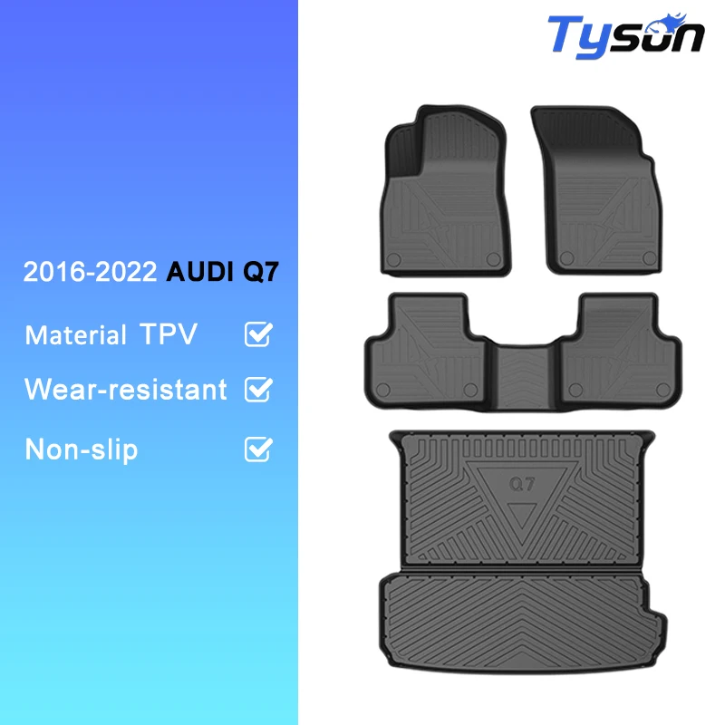 Auto Interior Accessories Anti Slip Rubber Rear Trunk Mat 5 Seats Luxury Car Floor Mat for Audi Q7