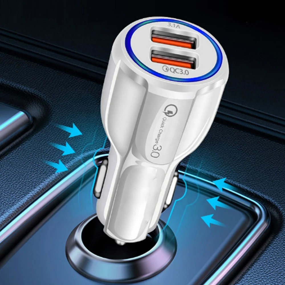 Gadgets 2021 Technologies High Speed Car Charger 3.0 Fast Charging 5V 6A Travel Accessories Mobile Phone Dual USB Car Charger