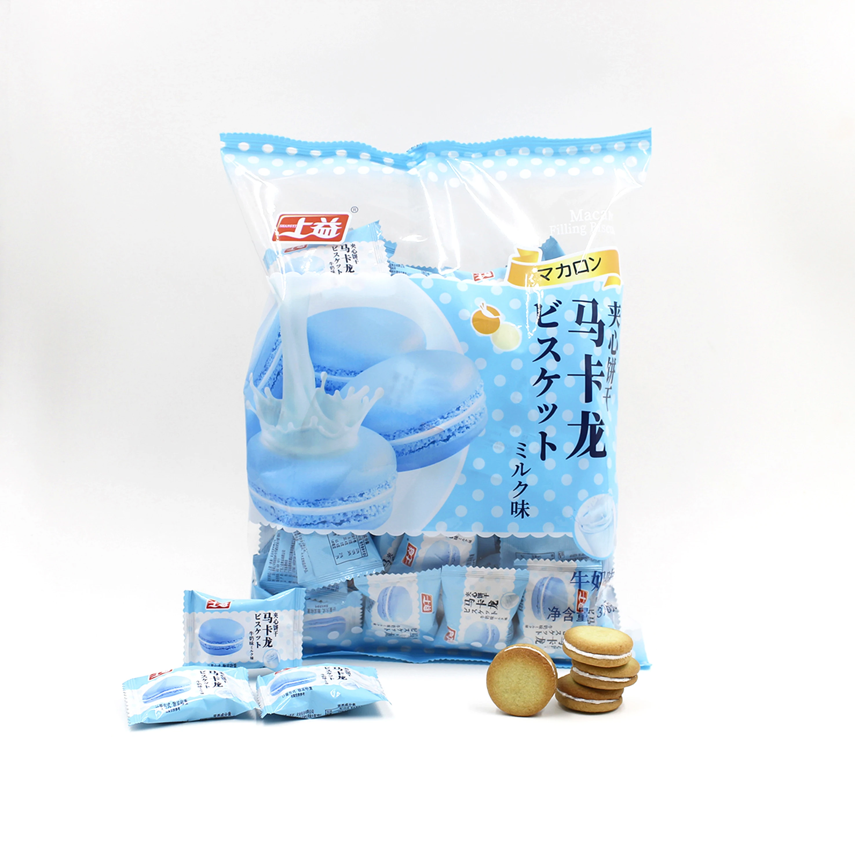 2023 popular 376g mini cream filling macaroon sandwich biscuits and cookies biscuits packaging