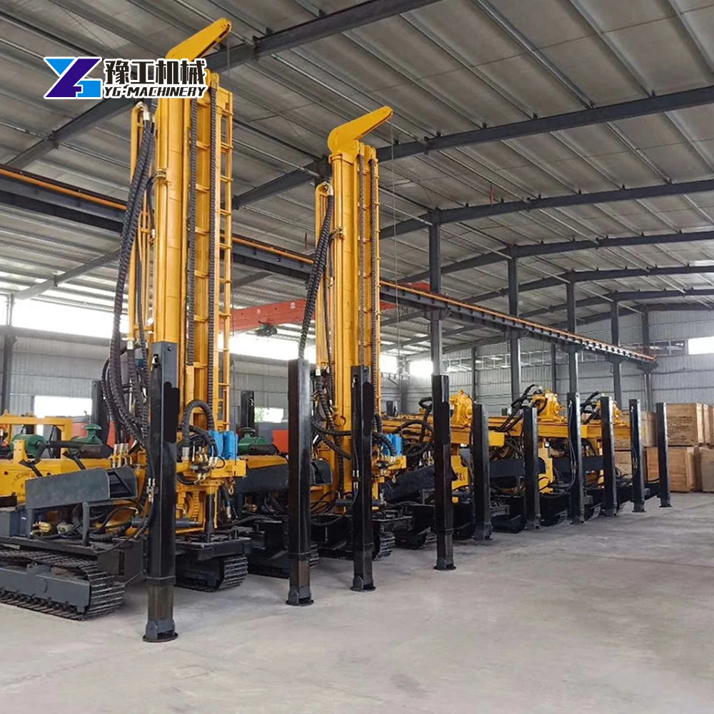 400m crawler mounted diesel engine driven borehole DTH pneumatic water drilling rig
