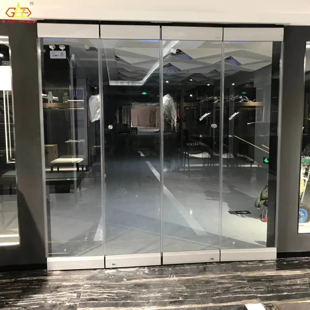 Interior frameless glass bifold partition sliding door accordion door glass folding door