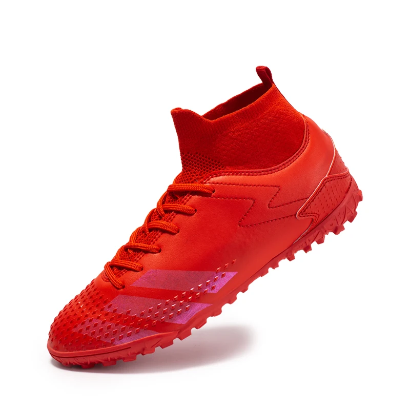 Men discounts soccer cleats higt-neck rubber sole Non-slip soccer boots 3D printing pu vamp football shoes