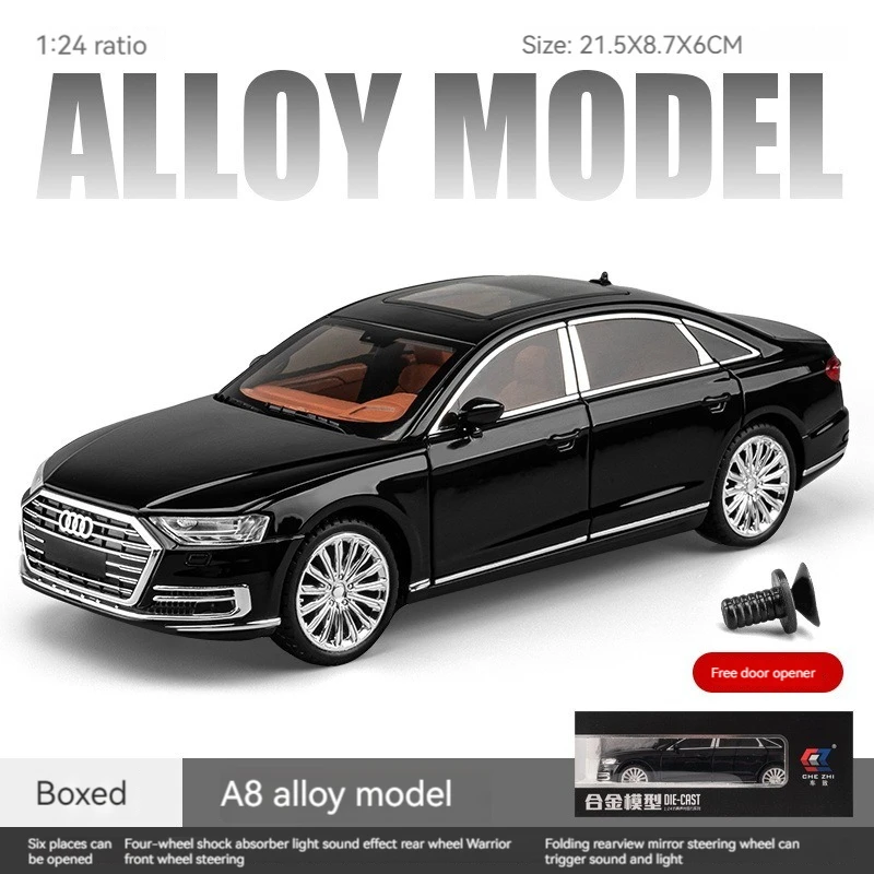 1:24 модель автомобиля Aodi A8 со звуковым и световым откатом украшение