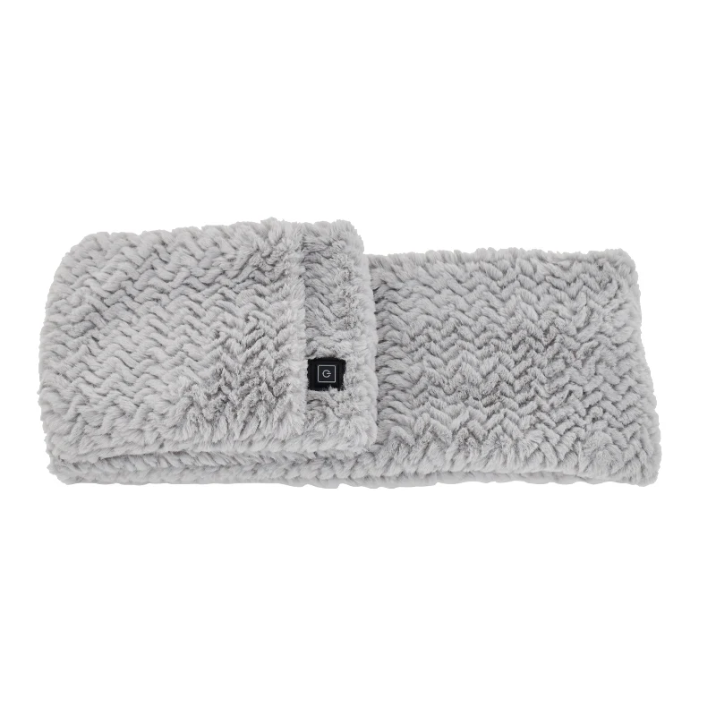 Grey rabbit fur available Heated Warm scarf for cold weather Outdoor portable USB rechargeable heated scarf