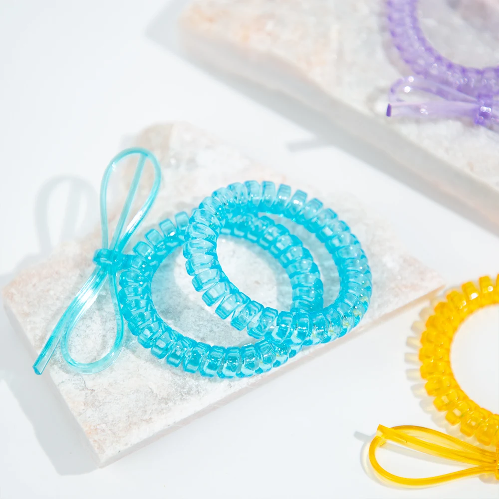 Wholesale Customized Good Quality Fashion Hair Rubber Band Elastic Phone Line Wire Hair Tie