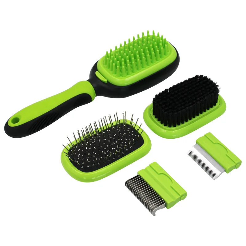 Multi Function 5 in 1 Pet Grooming Comb Dog Massage Hair Removal Bristle Brush